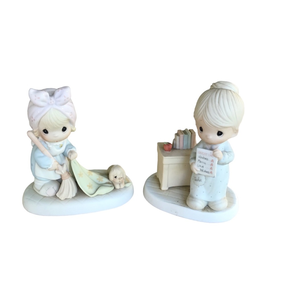 Precious Moments Vintage Ceramic Bisque Figurines Love Never Fails” 1984…